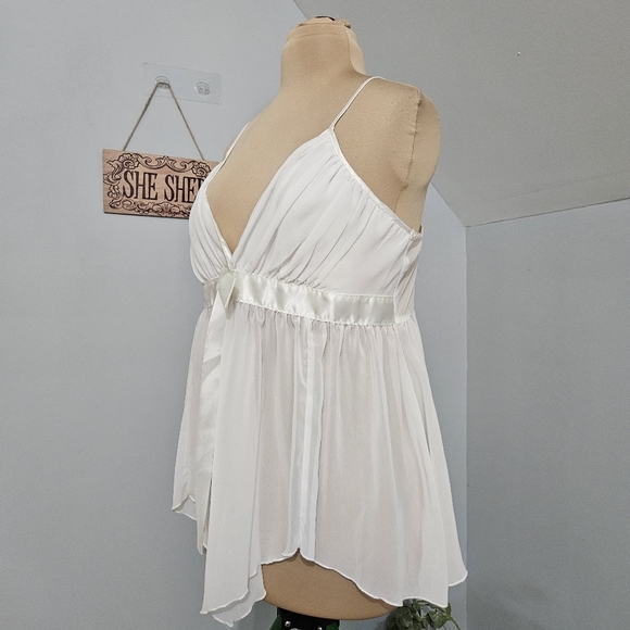 Vintage White Satin Babydoll Nightgown XL Lingerie Sleepwear Bridal Coquette - Picture 6 of 15